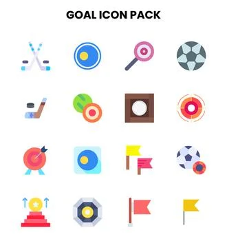Goal Flat Vector Icons Pack Illustrazione stock