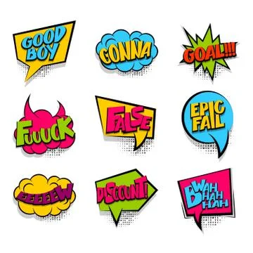 Goal, fuck colored comic text babble Stock Illustration