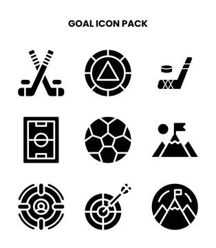 Goal Glyph Vector Icons Pack Stock Illustration