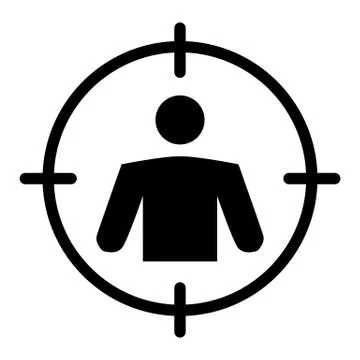 Goal man solid icon. Target illustration isolated on white. Man at gunpoint イラスト素材