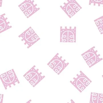 Goal of medieval castle glyph vector seamless pattern Stock Illustration