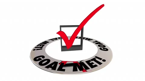 Goal Met Check Mark Box Successful Results Achieved 3d Words Stock Footage 61336769