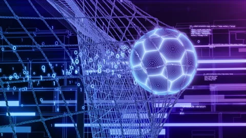 Goal Moment in Abstract Computer Game. Beautiful Styled Computer Graphics Video stock 156539859