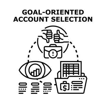 Goal oriented account selection process vector concept 스톡 일러스트