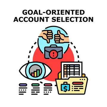 Goal oriented account selection process vector concept 库存插图