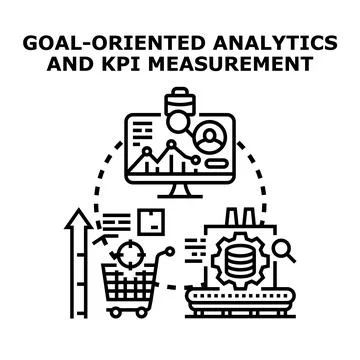 Goal oriented analytics and kpi measurement concept Stock Illustration