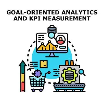 Goal oriented analytics and kpi measurement concept Stock Illustration