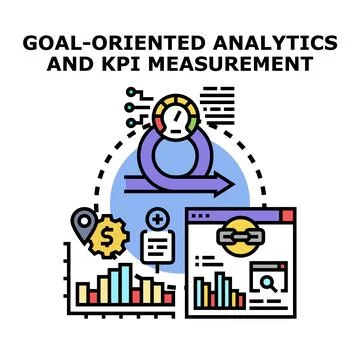 Goal oriented analytics and kpi measurement concept vector Stock Illustration