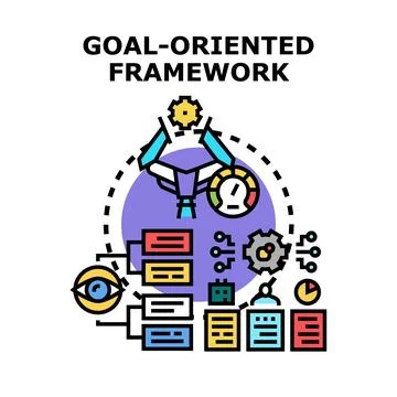 Goal oriented framework outlining strategic planning and performance achievin Stock Illustration