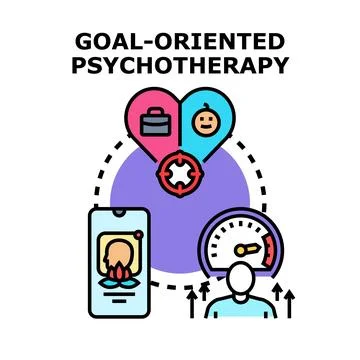 Goal oriented psychotherapy achieving mental health progress Ilustración de archivo