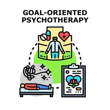 Goal oriented psychotherapy treating mental health problems Stock Illustration