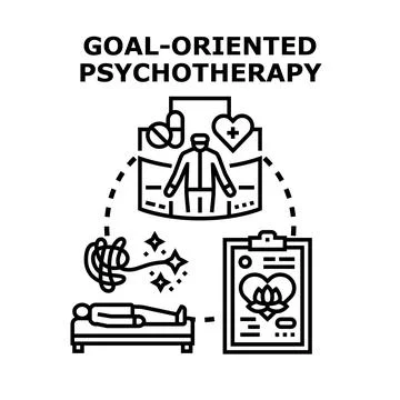 Goal oriented psychotherapy treating mental health problems Stock Illustration