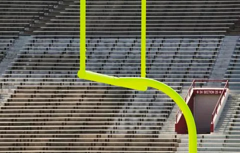 Goal Posts and Empty Stands Stock Photos