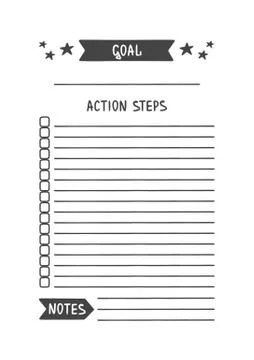 Goal. Printable Organizer for Study, School or Work. Stock Illustration