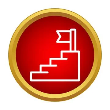 Goal reaching steps with flag on red background Stock Illustration