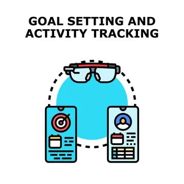 Goal setting activity tracking with wearable technology app Stock Illustration