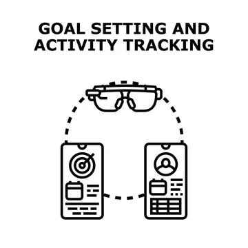 Goal setting activity tracking with wearable technology app Stock Illustration