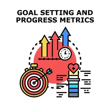 Goal setting and progress metrics for business development Stock Illustration