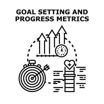 Goal setting and progress metrics for business development イラスト素材