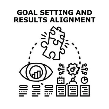 Goal setting and results alignment creating business strategy Stock Illustration