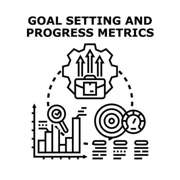 Goal setting and tracking progress metrics concept Stock Illustration
