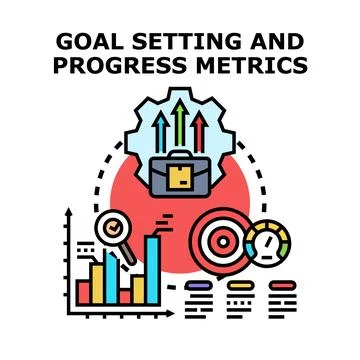 Goal setting and tracking progress metrics concept Stock Illustration