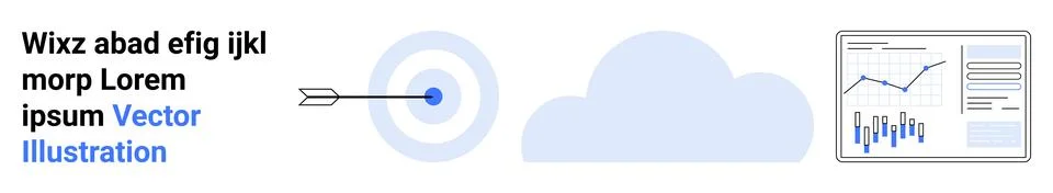 Goal setting, cloud computing, data analysis, business success, performance t Stock Illustration