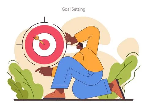 Goal setting. Idea of strategy development and moving towards success Stock Illustration