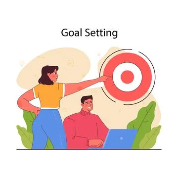 Goal setting. Idea of strategy development and moving towards Stock Illustration