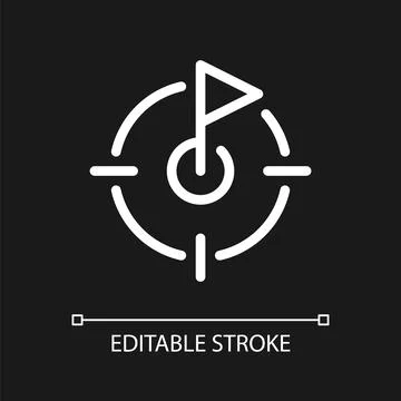 Goal setting pixel perfect white linear ui icon for dark theme Stock Illustration