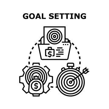 Goal setting process achieving business success target Stock Illustration