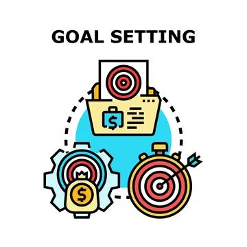 Goal setting process achieving business success target Stock Illustration
