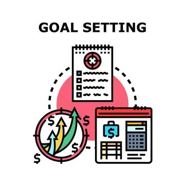 Goal setting process achieving business financial growth Stock Illustration