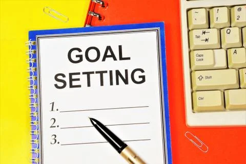 Goal-setting. Text label in the planning Notepad. Foto stock