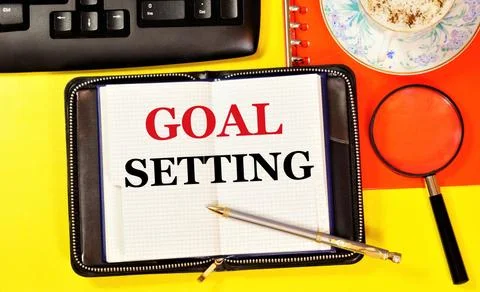Goal-setting. Text label in the planning Notepad. Stock Photos