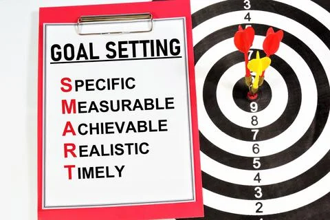 Goal setting. A text label in the planning notebook. Stock Photos