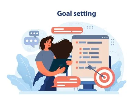 Goal setting visualization. Flat vector illustration Illustrazione stock