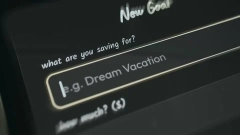 Goal setup screen for savings target with example Dream Vacation Stock Footage 335897749