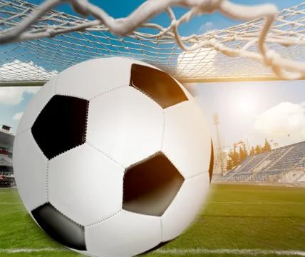 Goal in a stadium point of view Stock Photos