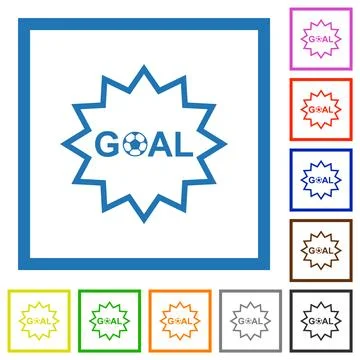 Goal sticker with sharp edges outline flat framed icons Illustrazione stock