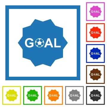 Goal sticker solid flat framed icons Stockillustratie
