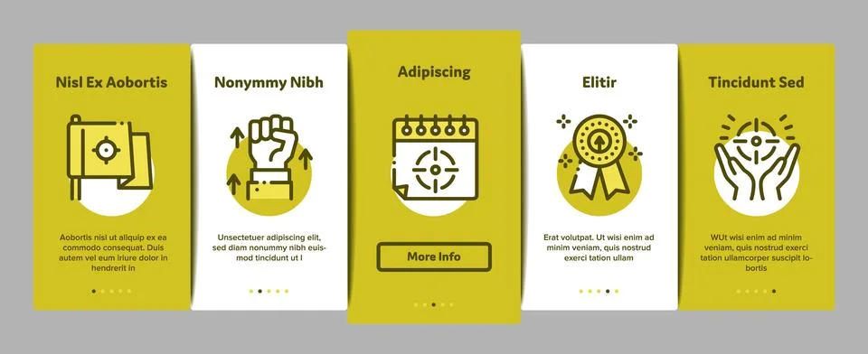 Goal Target Purpose Onboarding Elements Icons Set Vector Stock Illustration