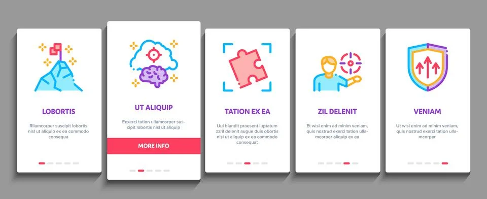 Goal Target Purpose Onboarding Elements Icons Set Vector イラスト素材