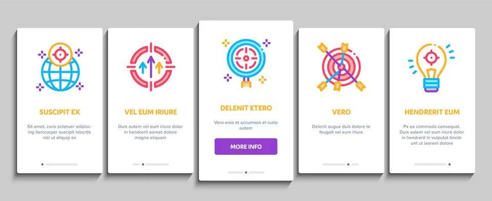 Goal Target Purpose Onboarding Elements Icons Set Vector Stock Illustration