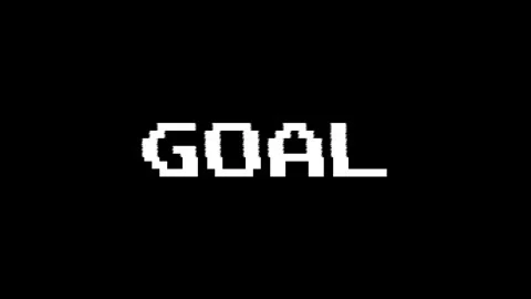 GOAL text animation with a glitch effect. Cyberpunk text with an old TV dis.. Stock Footage 337376731