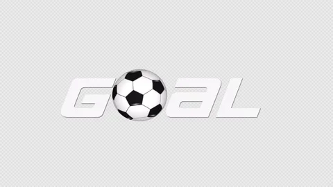 GOAL text animation with impact motion and rotating soccer ball on alpha channel Stock-Footage 334189424