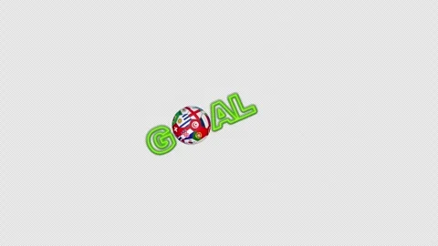 GOAL text animation with motion soccer ball and country flag motif Stock-Footage 334939395
