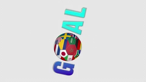 GOAL text animation with motion soccer ball and country flag motif Stock-Footage 334939440