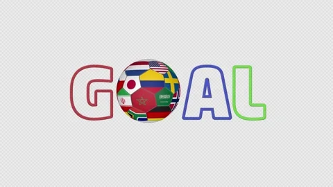 GOAL text animation with motion soccer ball and country flag motif Stock-Footage 334939449