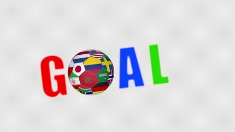 GOAL text animation with motion soccer ball and country flag motif Stock-Footage 334939577